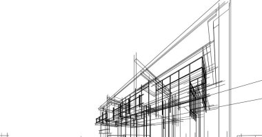 Arkaplanda mimari bina 3d illüstrasyon