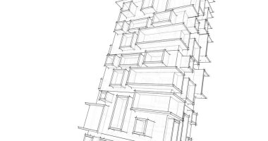 soyut mimari duvar kağıdı tasarımı, dijital konsept arkaplan