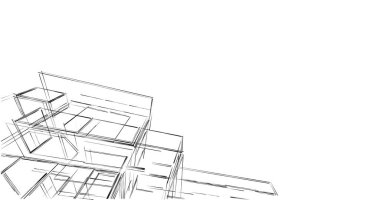 Mimari sanat konseptinde soyut çizgiler, minimum geometrik şekiller. 