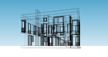 Mimari sanat konseptinde soyut çizgiler, minimum geometrik şekiller. 
