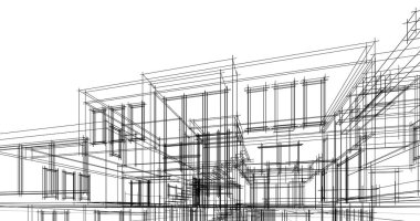 Mimari sanat konseptinde soyut çizgiler, minimum geometrik şekiller. 
