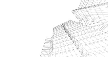 Arkaplanda mimari bina 3d illüstrasyon