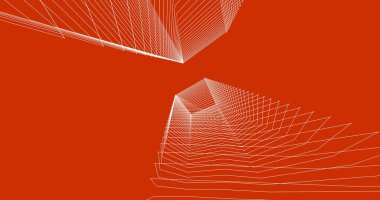 Mimari sanat konseptinde soyut çizgiler, minimum geometrik şekiller. 