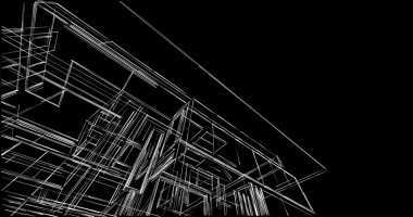 Arkaplanda mimari bina 3d illüstrasyon