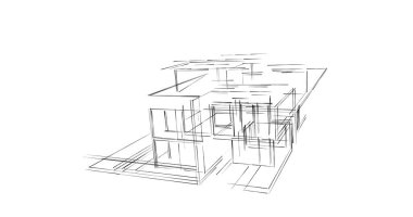 Mimari sanat konseptinde soyut çizgiler, minimum geometrik şekiller. 