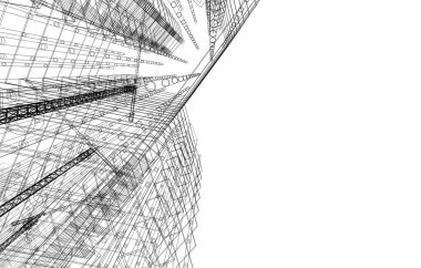 Mimari sanat konseptinde soyut çizgiler, minimum geometrik şekiller. 