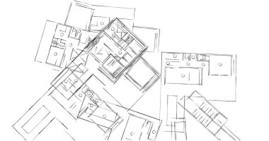 Mimari sanat konseptinde soyut çizgiler, minimum geometrik şekiller. 