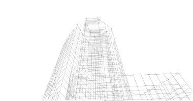 Mimari sanat konseptinde soyut çizgiler, minimum geometrik şekiller. 