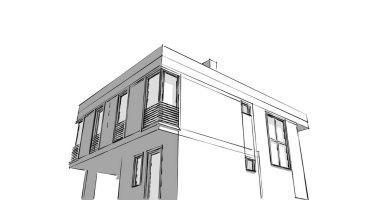 Arkaplanda mimari bina 3d illüstrasyon