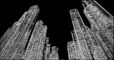 Mimari sanat konseptinde soyut çizgiler, minimum geometrik şekiller. 