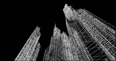 Mimari sanat konseptinde soyut çizgiler, minimum geometrik şekiller. 