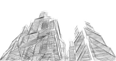 Mimari sanat konseptinde soyut çizgiler, minimum geometrik şekiller. 