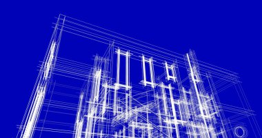 Mimari sanat konseptinde soyut çizgiler, minimum geometrik şekiller. 