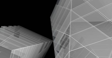 Mimari sanat konseptinde soyut çizgiler, minimum geometrik şekiller. 