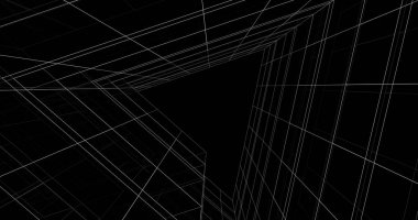 Mimari sanat konseptinde soyut çizgiler, minimum geometrik şekiller. 