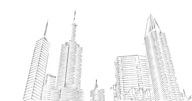 Arkaplanda mimari bina 3d illüstrasyon