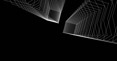 Mimari sanat konseptinde soyut çizgiler, minimum geometrik şekiller. 