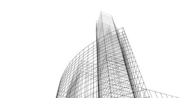 Mimari sanat konseptinde soyut çizgiler, minimum geometrik şekiller. 