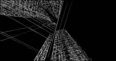 Mimari sanat konseptinde soyut çizgiler, minimum geometrik şekiller. 