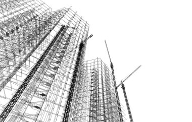 Mimari sanat konseptinde soyut çizgiler, minimum geometrik şekiller. 