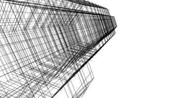 Arkaplanda mimari bina 3d illüstrasyon