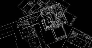 Mimari sanat konseptinde soyut çizgiler, minimum geometrik şekiller. 
