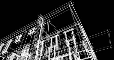 Mimari sanat konseptinde soyut çizgiler, minimum geometrik şekiller. 