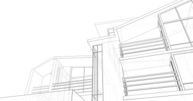 Mimari sanat konseptinde soyut çizgiler, minimum geometrik şekiller. 