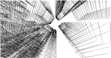 Mimari sanat konseptinde soyut çizgiler, minimum geometrik şekiller. 