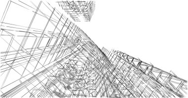 Mimari sanat konseptinde soyut çizgiler, minimum geometrik şekiller. 