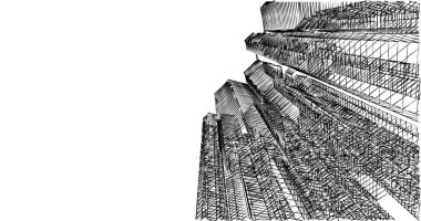 Arkaplanda mimari bina 3d illüstrasyon