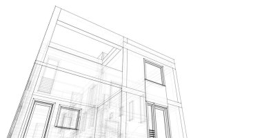 Mimari sanat konseptinde soyut çizgiler, minimum geometrik şekiller. 