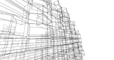 Mimari sanat konseptinde soyut çizgiler, minimum geometrik şekiller. 