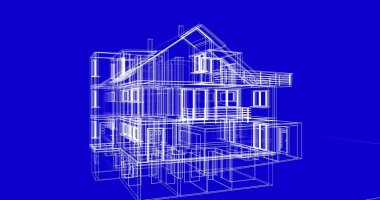 Mimari sanat konseptinde soyut çizgiler, minimum geometrik şekiller. 