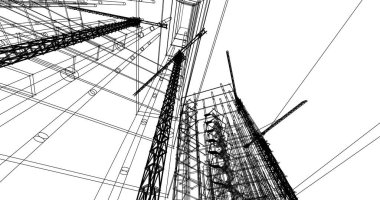 Mimari sanat konseptinde soyut çizgiler, minimum geometrik şekiller. 