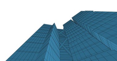 Arkaplanda mimari bina 3d illüstrasyon