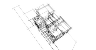 Mimari sanat konseptinde soyut çizgiler, minimum geometrik şekiller. 