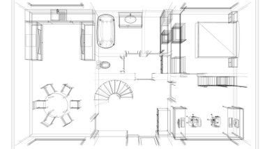 Arkaplanda mimari bina 3d illüstrasyon