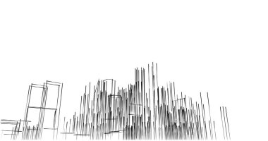 Arkaplanda mimari bina 3d illüstrasyon