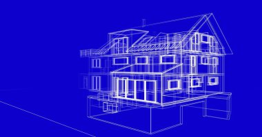 Mimari sanat konseptinde soyut çizgiler, minimum geometrik şekiller. 