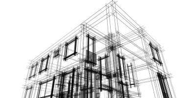 Arkaplanda mimari bina 3d illüstrasyon