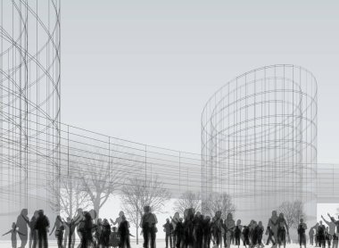 soyut mimari duvar kağıdı tasarımı, dijital konsept arkaplan