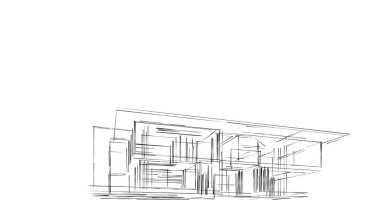 Mimari sanat konseptinde soyut çizgiler, minimum geometrik şekiller. 