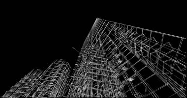 Mimari sanat konseptinde soyut çizgiler, minimum geometrik şekiller. 