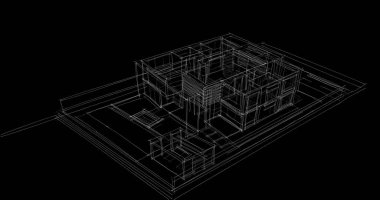 Arkaplanda mimari bina 3d illüstrasyon