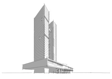 Mimari sanat konseptinde soyut çizgiler, minimum geometrik şekiller. 