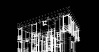 Mimari sanat konseptinde soyut çizgiler, minimum geometrik şekiller. 