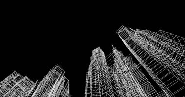 Mimari sanat konseptinde soyut çizgiler, minimum geometrik şekiller. 