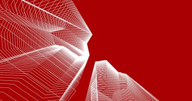 Mimari sanat konseptinde soyut çizgiler, minimum geometrik şekiller. 