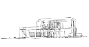 Mimari sanat konseptinde soyut çizgiler, minimum geometrik şekiller. 